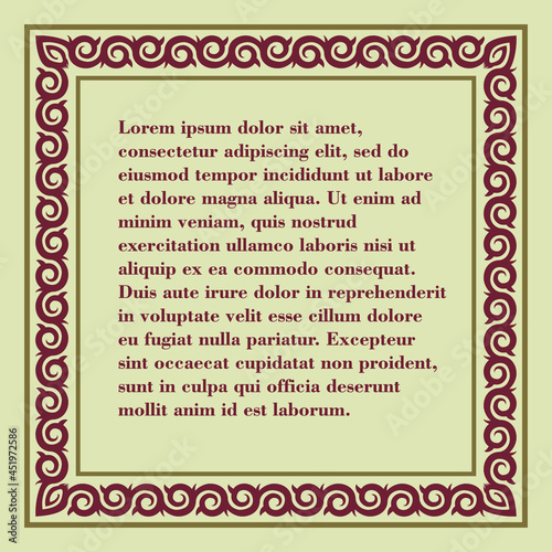 Square frame with oriental pattern in vector