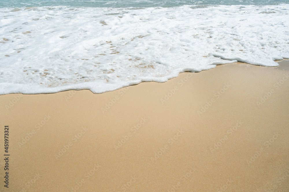 Beautiful wave soft blue breaking empty beach.Amazing wave on clean sandy surfing beach.Landscape wave pattern sunset on summer. Beautiful wave soft blue breaking empty beach.Amazing wave on clean sandy surfing beach.Landscape wave pattern sunset on summer.