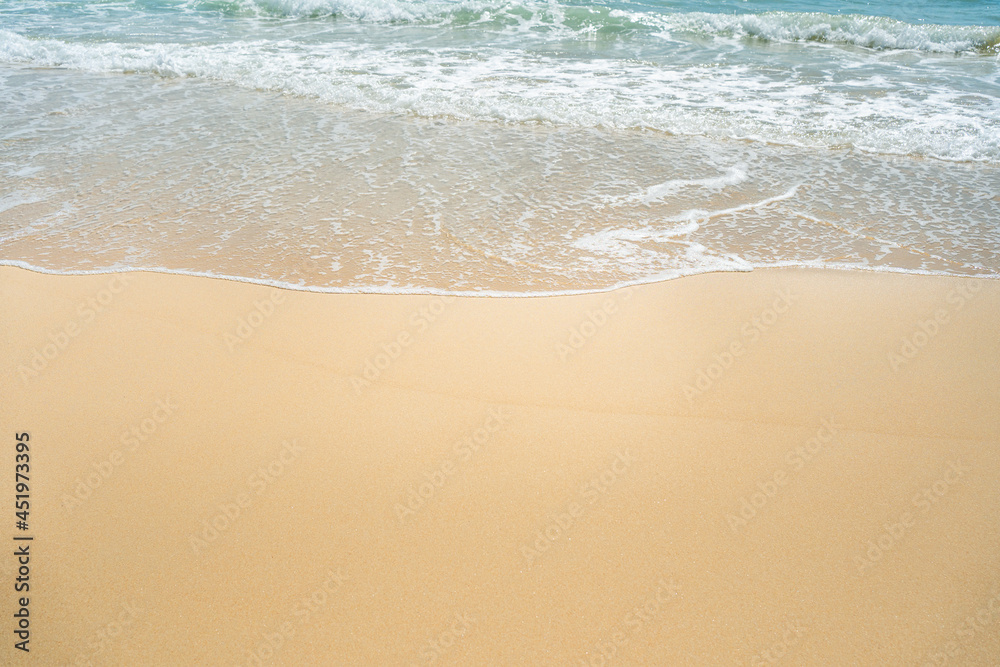 Beautiful wave soft blue breaking empty beach.Amazing wave on clean sandy surfing beach.Landscape wave pattern sunset on summer. Beautiful wave soft blue breaking empty beach.Amazing wave on clean sandy surfing beach.Landscape wave pattern sunset on summer.