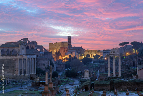 sunset over the old town