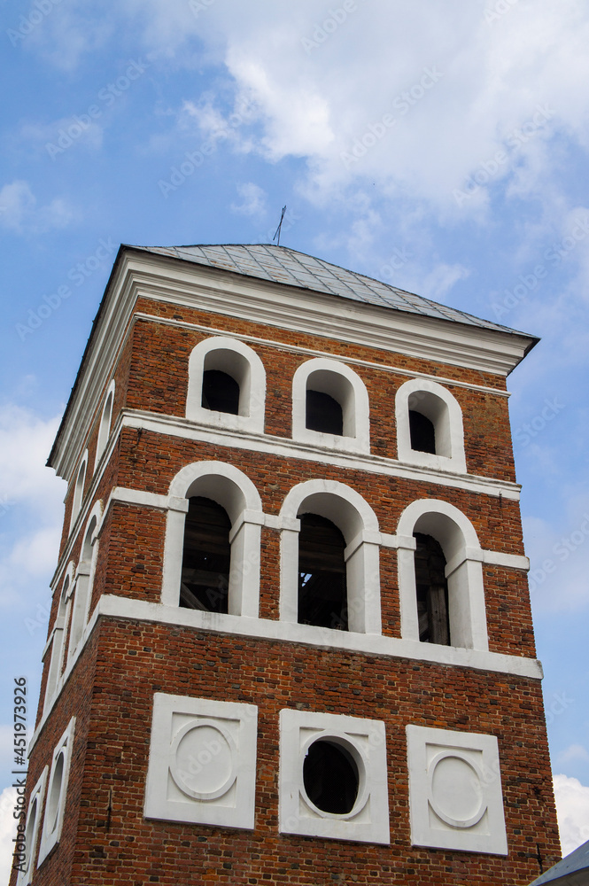 Large medieval tower in European Romanesque style