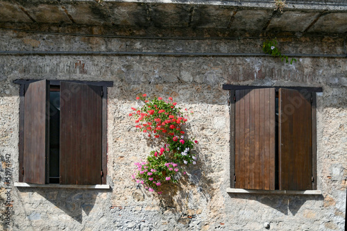 Front of an old house in Trecchina a medieval town in the Basilicata region of Italy. photo