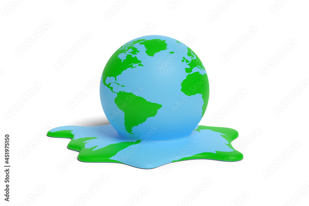 Planet earth melting isolated on white background. Global warming concept. 3d illustration. Planet earth melting isolated on white background. Global warming concept. 3d illustration.