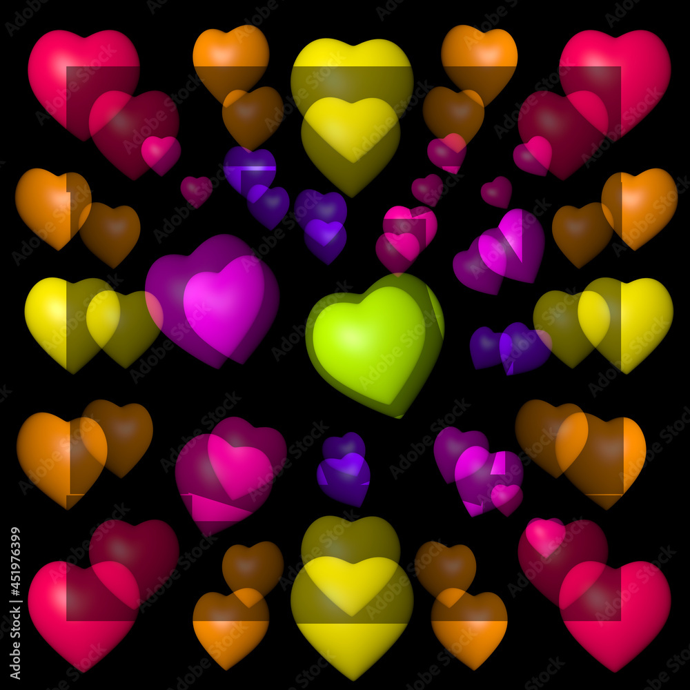 seamless raster pattern with hearts colorful