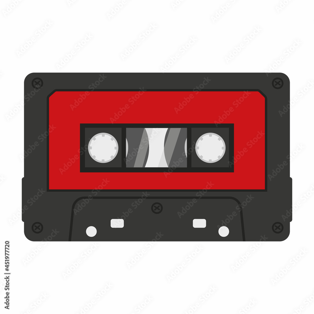 audio cassette for a tape recorder, isolated vector illustration on a white background