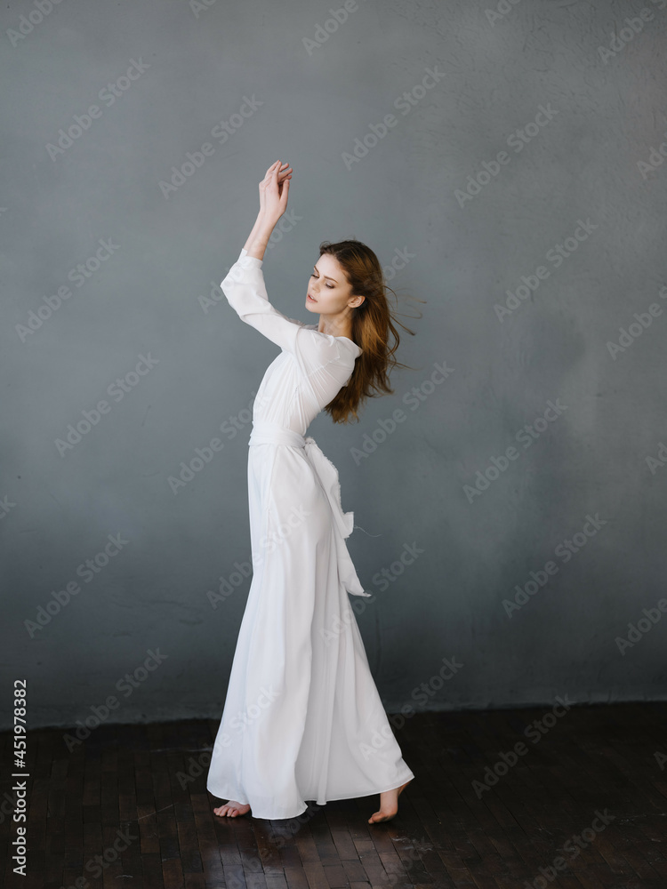 attractive woman in white dress glamor posing model attractive woman in white dress glamor posing model