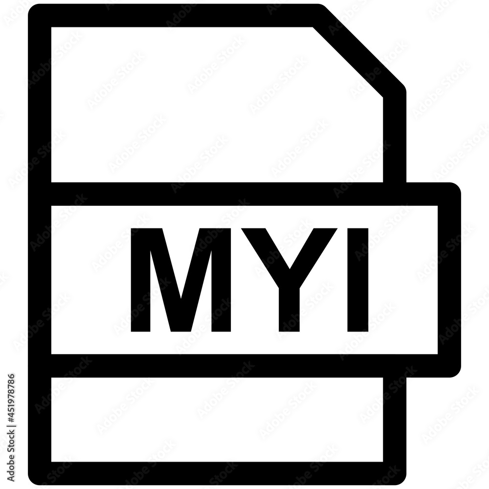MYI File Format Vector line Icon Design MYI File Format Vector line Icon Design