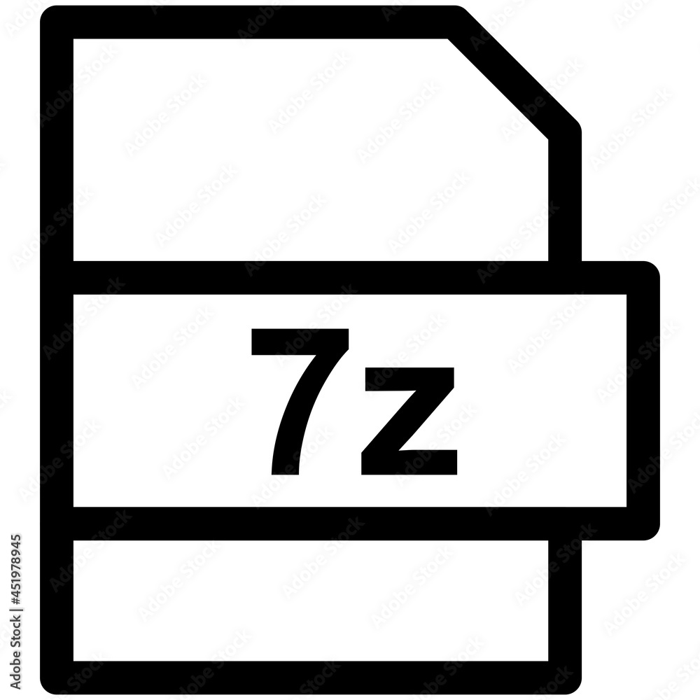 7z File Format Vector line Icon Design 7z File Format Vector line Icon Design
