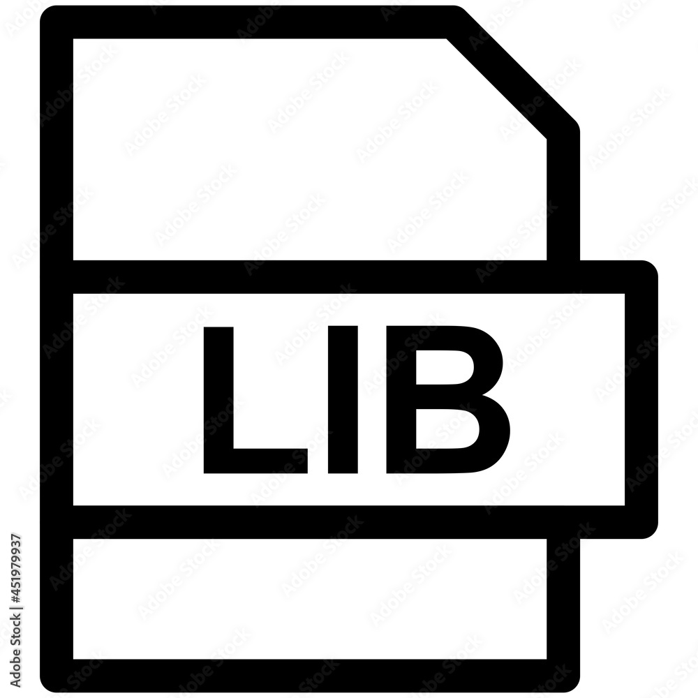 LIB File Format Vector line Icon Design LIB File Format Vector line Icon Design