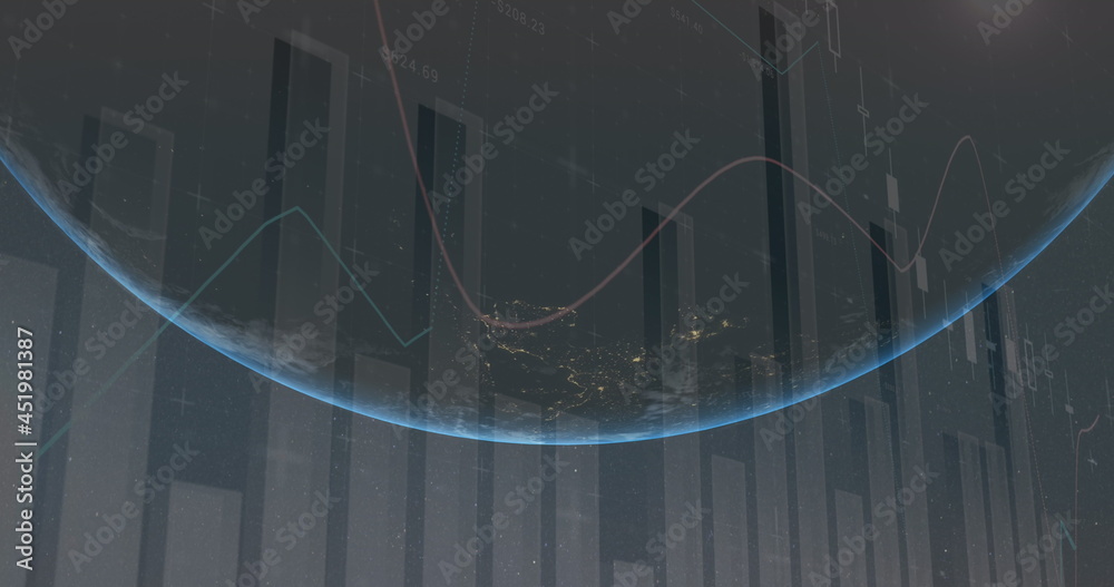 Earth with bar charts. Earth with bar charts.