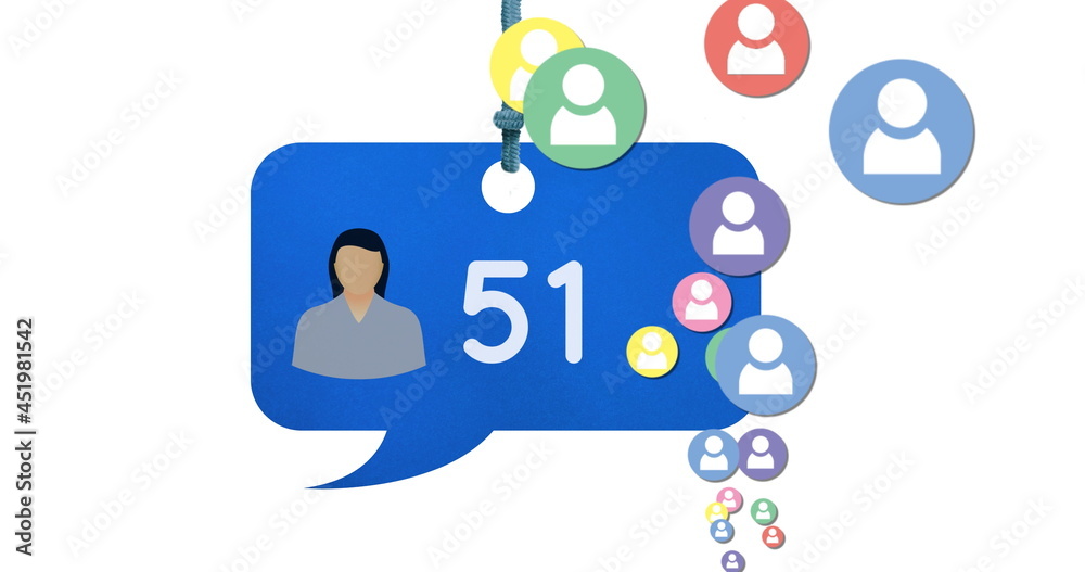Colorful profile icons and numbers in message bubble icon 4k Colorful profile icons and numbers in message bubble icon 4k