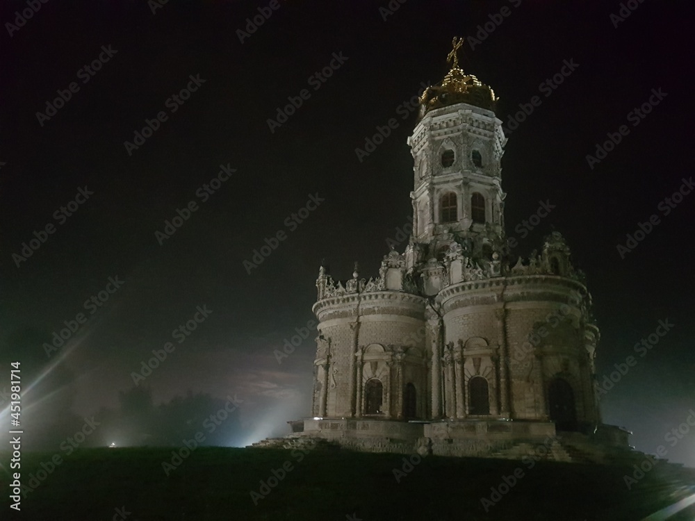 cathedral of christ the savior church on nighr scene background