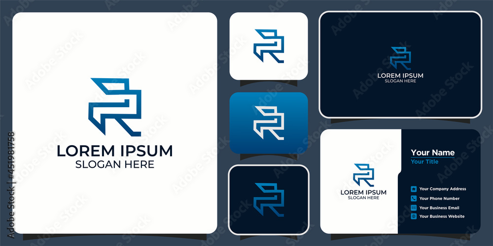 modern initial R logo and business card modern initial R logo and business card