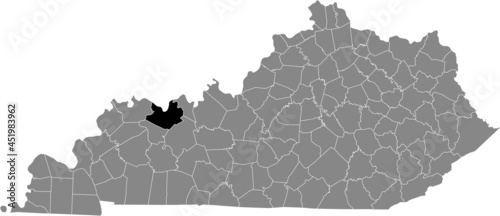 Black highlighted location map of the Daviess County inside gray map of the Federal State of Kentucky, USA photo