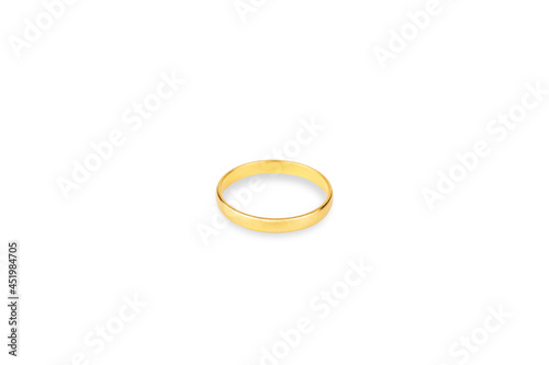 Simple gold wedding ring, isolated on white background