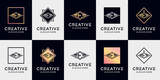 Set bundle music logo design collection initial letter e with unique concept Premium Vector