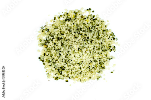 Hemp seeds isolated on white background top view