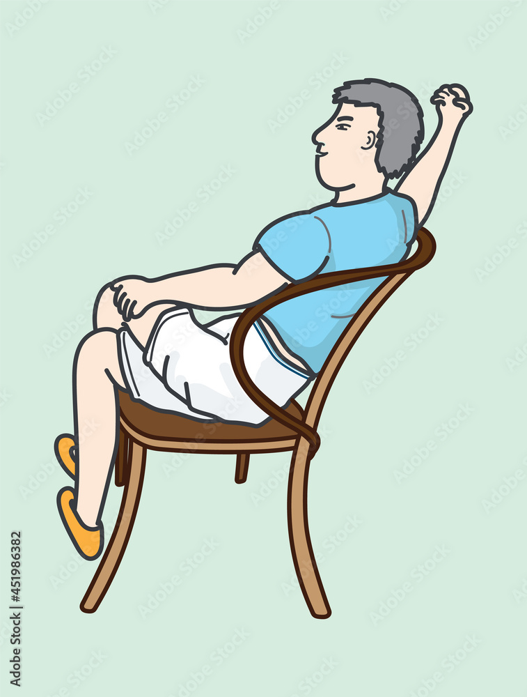 A talking man sitting on a chair in flat illustration art