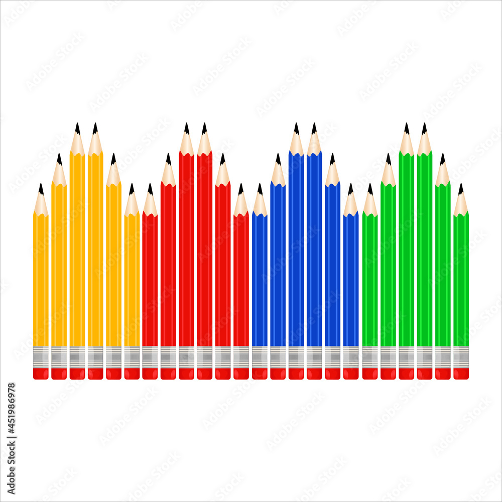 several pencils of different colors on a white background several pencils of different colors on a white background