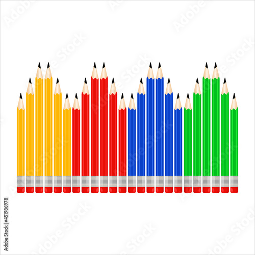 several pencils of different colors on a white background