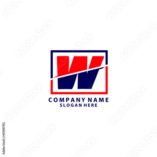Sliced W letter creative logo