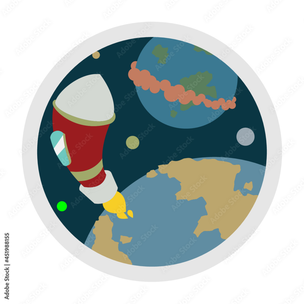 minimalist illustration of a rocket flying around the space for a logo or icon minimalist illustration of a rocket flying around the space for a logo or icon