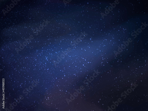 Magic night dark blue sky with sparkling stars. Silver scattered dust. Vector