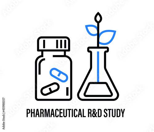 pharmaceutical r&d study. medicine
research discovery. Modern vector illustration concept, isolated on white background.