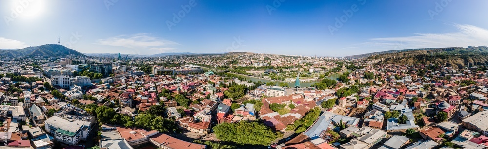Aerial Panorama view of Tbilisi - Georgia in summer