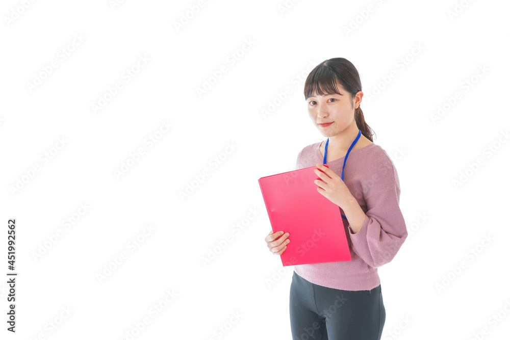 カジュアルウェアで働く若い女性 カジュアルウェアで働く若い女性