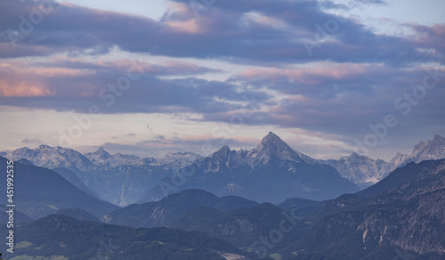 View over the high mountains of Salzburgerland in the Austrian Alps - travel photography