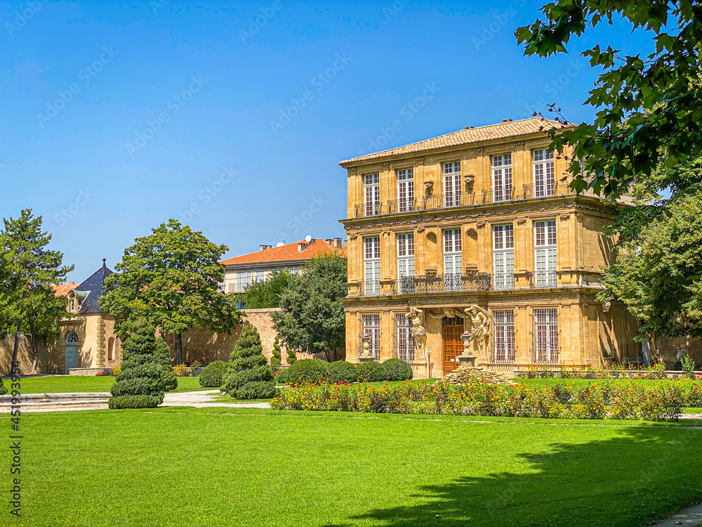 Pavillon Vendôme, a historic pavilion surrounded by a French formal garden in Aix en Provence, France Pavillon Vendôme, a historic pavilion surrounded by a French formal garden in Aix en Provence, France