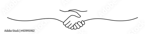 Fotografia Handshake, agreement, introduction banner hand drawn with single line