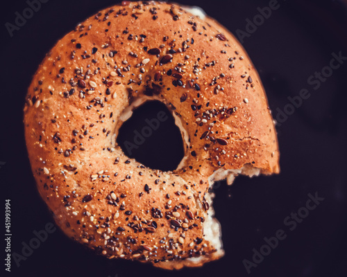 Top View of Bagel with Bite taken out