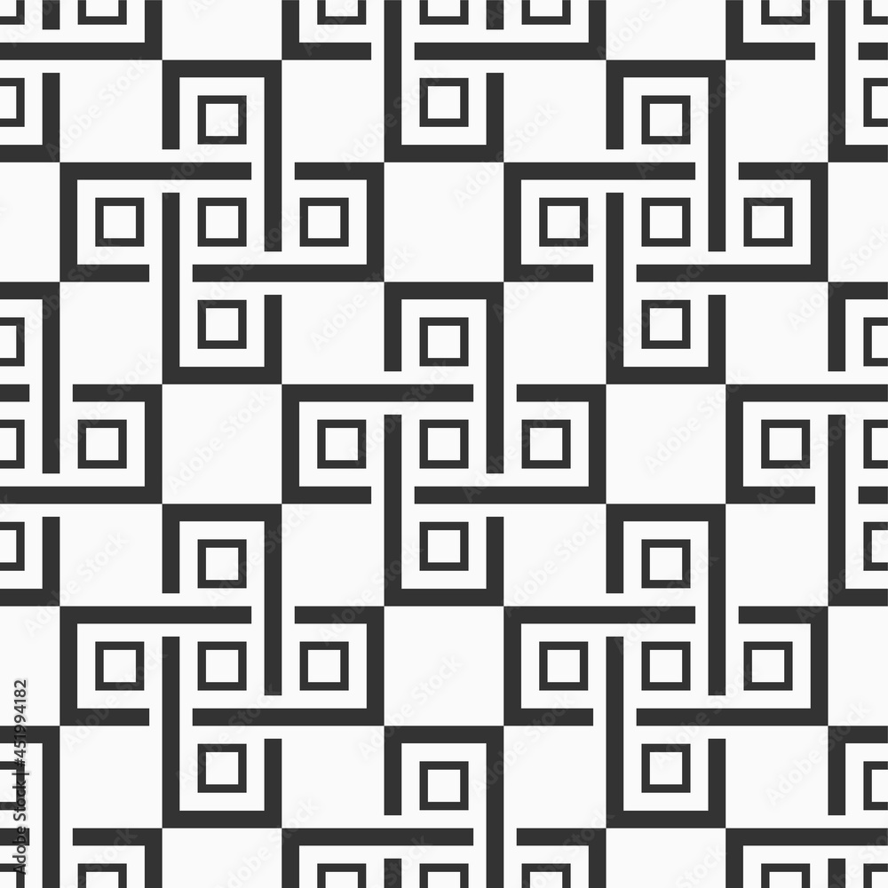 Vector seamless pattern. Modern stylish texture. Repeating geometric tiles with intertwining cross shapes. Black and white background.