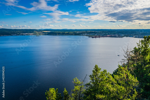 View on Saguenay Fjord and La Baie harbor from the Eucher hiking trail in Chicoutimi, Quebec (Canada)