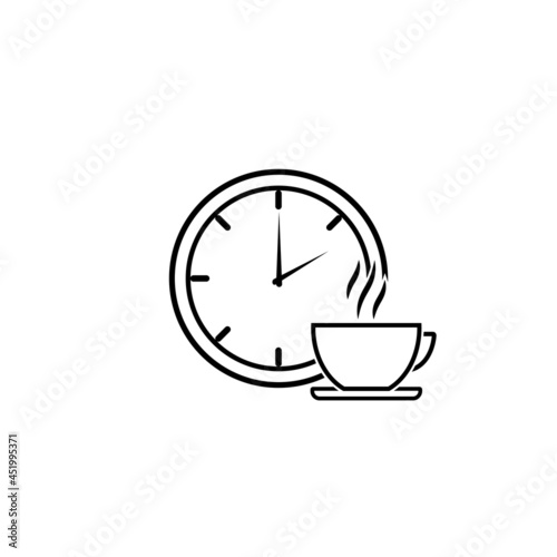 Coffe cup with Time simple icon on white background. Vector illustration.