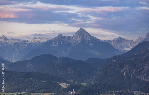 Amazing panoramic view over the high mountains of the Austrian Alps - travel photography