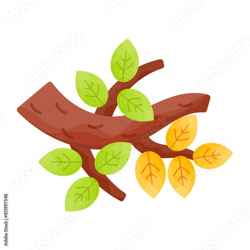 Dry and Green Leaves with tree Branch Concept Vector Icon Design, Autumn or Fall activities Symbol, Dry weather Sign, Temperate climates Elements Stock illustration