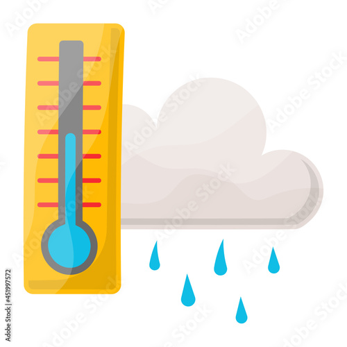 Rain Cloud and Gauge Concept, Water Level Vector Icon Design, Autumn or Fall activities Symbol, Dry weather Sign, Temperate climates Elements Stock illustration