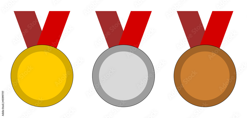 Medal Icon Set including Top Three 1st Gold 2nd Silver 3rd Bronze ...