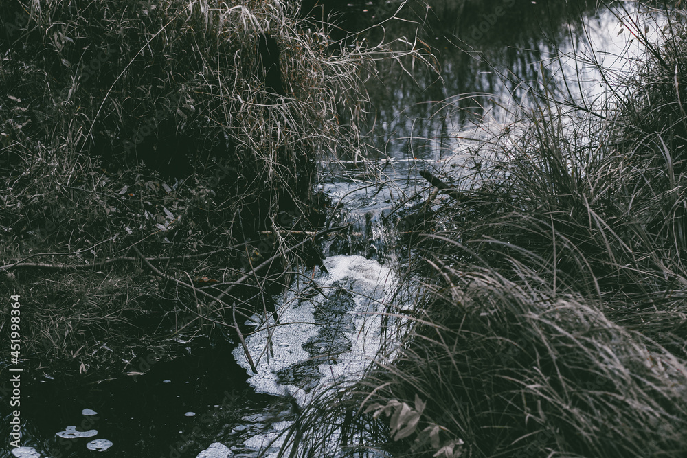 Field river threshold in darkness. Field river threshold in darkness.