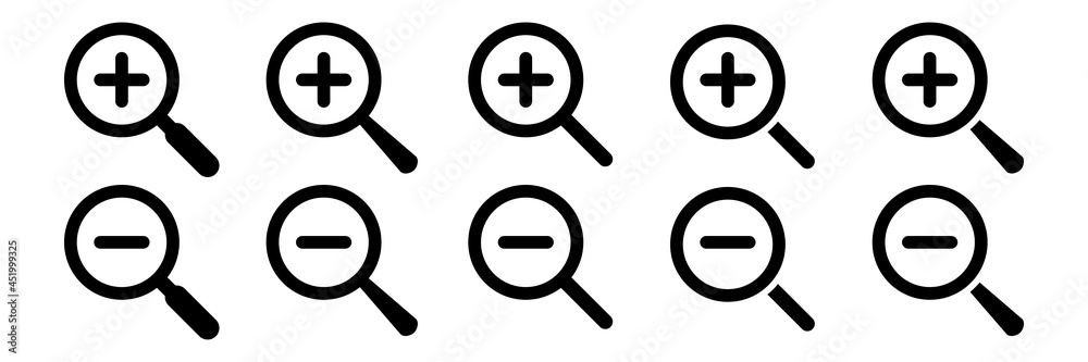 Fototapeta premium zoom in out icon magnifying glass symbol isolated vector on white background