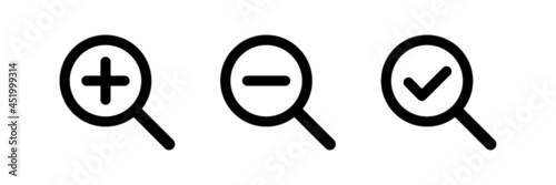 zoom in out icon magnifying glass symbol isolated vector on white background photo