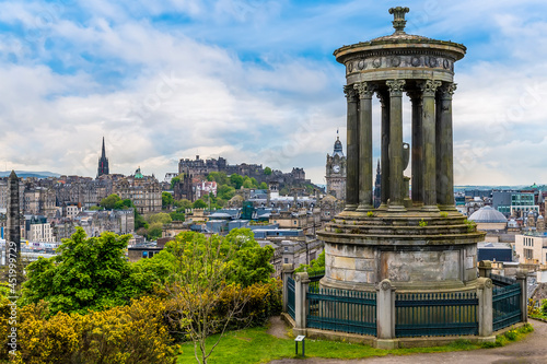 A view from the top of Calton Hill across the centre of Edinburgh, Scotland on a summers day