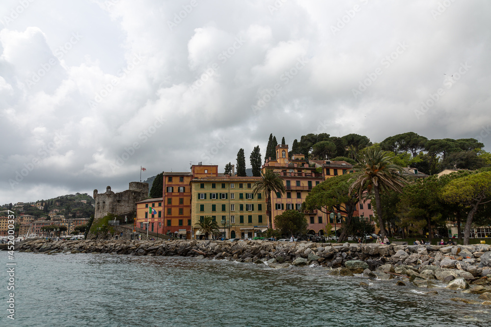 View to the shore and houses of Santa Margherita Ligure