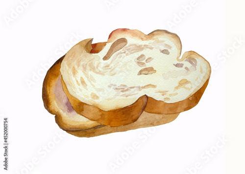 Rusk brad watercolor isolated on white background illustration for all prints.