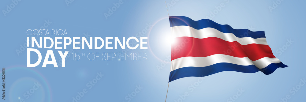Naklejka premium Costa Rica happy independence day greeting card, banner with template text vector illustration