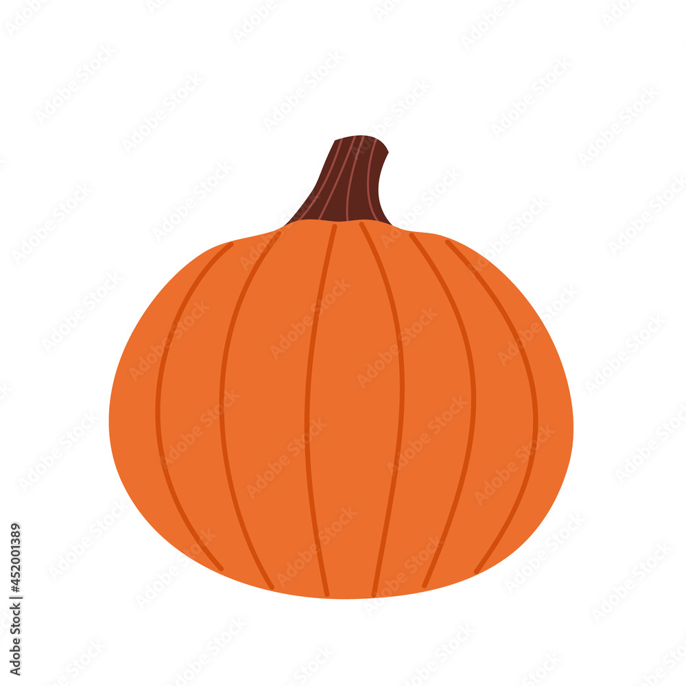 Vector simple orange pumpkin. Flat illustration Vector simple orange pumpkin. Flat illustration