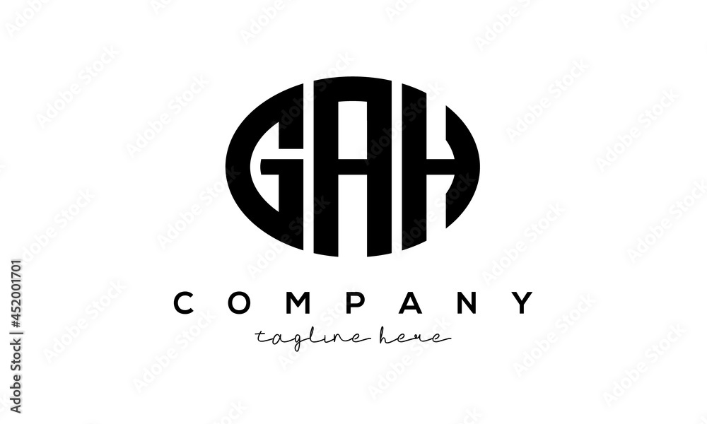 GAH three Letters creative circle logo design GAH three Letters creative circle logo design